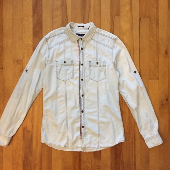 Mavi Faded Blue Roll Sleeves Button Down - Picture 1 of 13